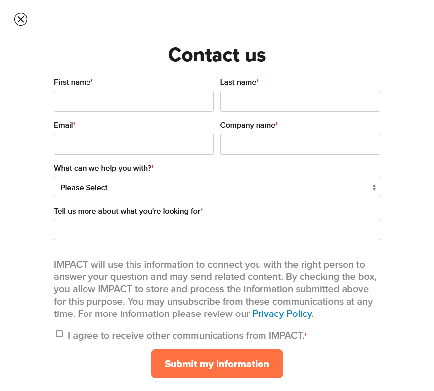 IMPACT Contact Us web form