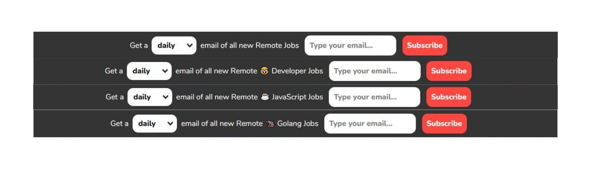 RemoteOK have specific signup forms for different industries