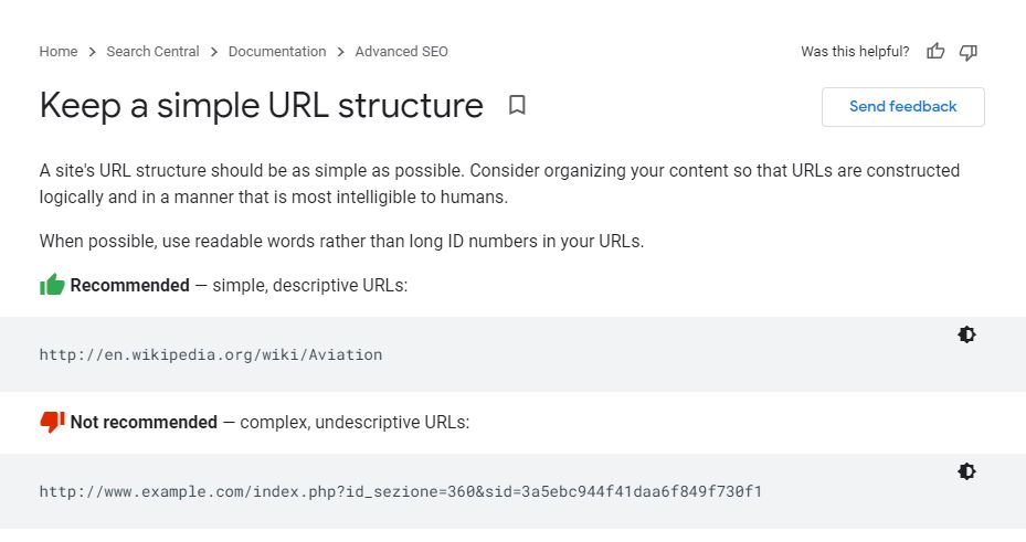 Google's suggestion to URL structure - simple