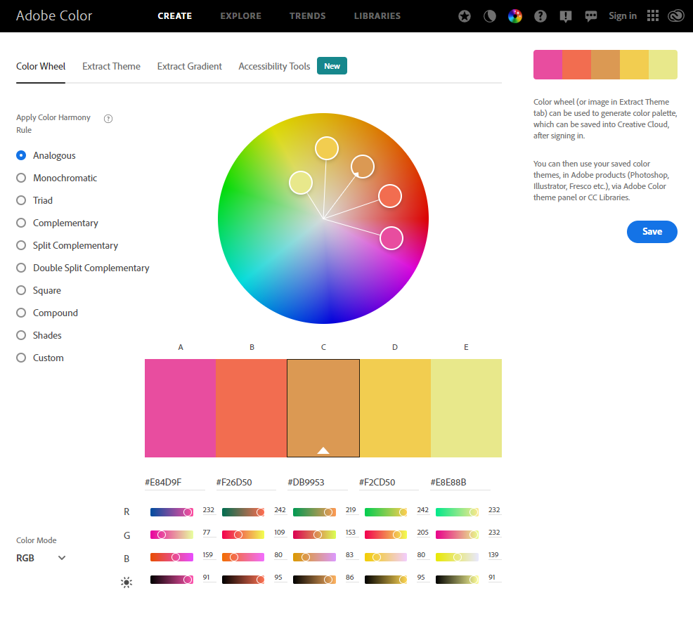 Website Colors Color Wheel Adobe