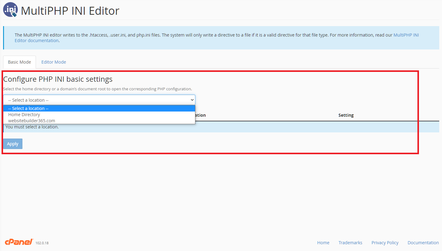 WordPress multiphp ini editor configure